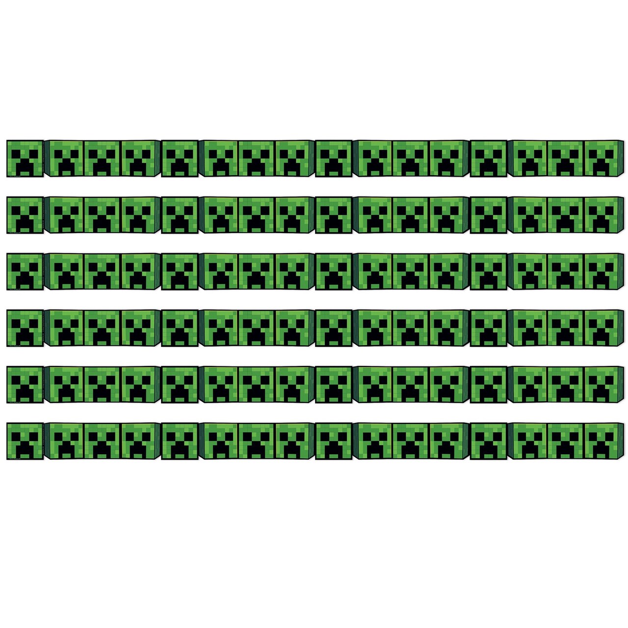Minecraft Creeper Lineup Wide Trim, 37 Feet Per Pack, 6 Packs